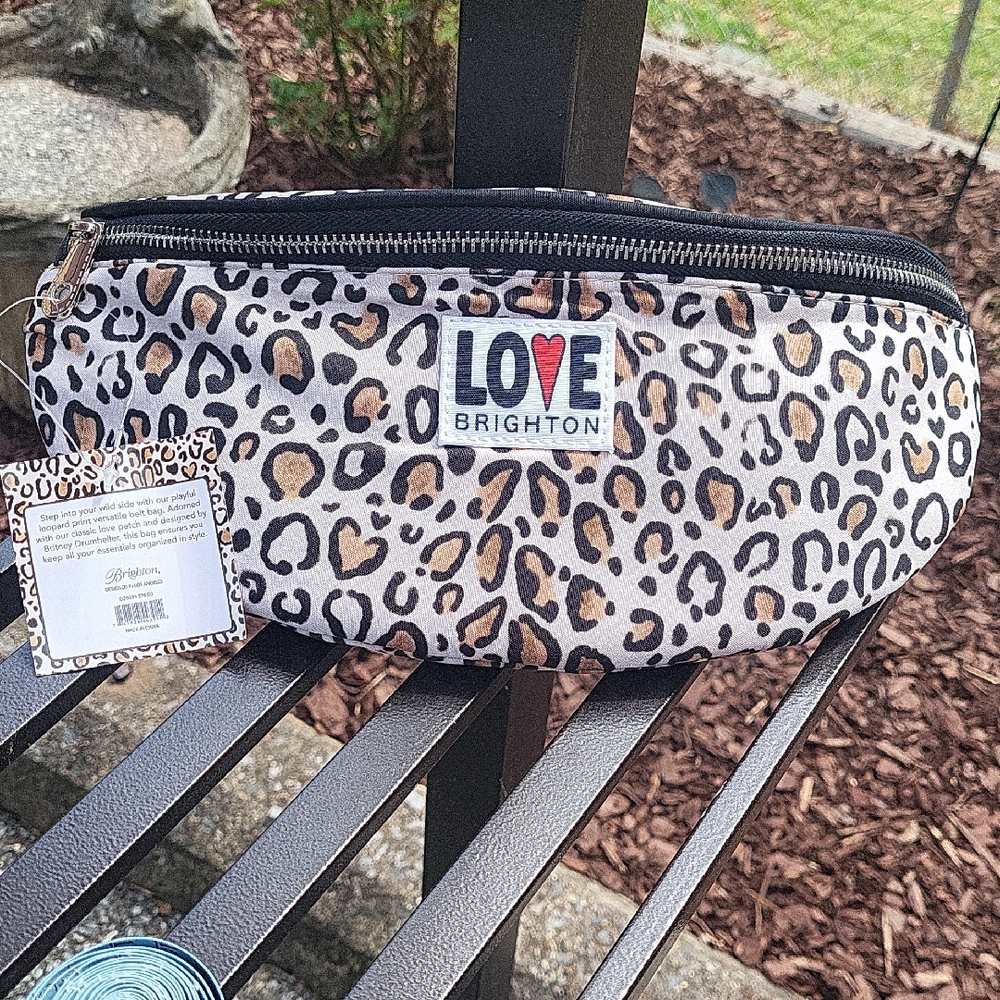 Brighton Leopard Print Waist Pouch - Tan & Black